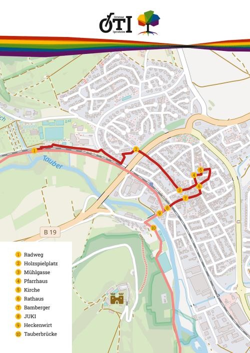 Ortsplan mit Route der Tour